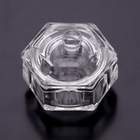 Verre cristal Nail Art acrylique coupelle bol tasse liquide poudre avec bouchon couvercle