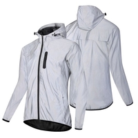 Veste réfléchissante avec capuche imperméable à capuche coupe-vent pour hommes femmes nuit veste de sécurité pour cyclisme course jogging marche