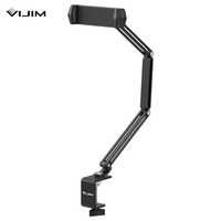 VIJIM HP001 Support de bureau universel pour téléphone portable/tablette Support de bureau flexible à pince en C avec support réglable pour tablette/téléphone Alliage d