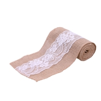 Vintage jute toile de jute avec rouleau de dentelle pour la décoration de mariage dans Table Runner parti chaise ceintures décoration de la maison