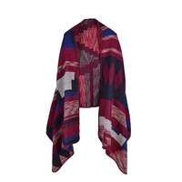 Vintage Women Faux Cachemire Tricot Poncho Shawl Cardigan Sweate