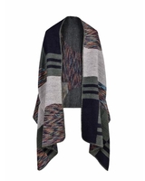 Vintage Women Faux Cachemire Tricot Poncho Shawl Cardigan Sweate