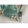 Vintage Women Retro Floral Print Long Kimono Coat Jacket Cardigan à manches longues Maxi Shaws Tops With Belt Green