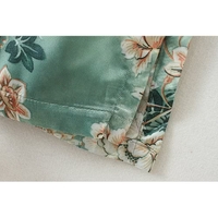 Vintage Women Retro Floral Print Long Kimono Coat Jacket Cardigan à manches longues Maxi Shaws Tops With Belt Green