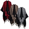 Vintage Women Shawl Poncho Faux Cachemire Plaid Check Tassel Surdimensionné Warm Long Winter Cape