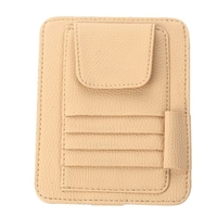 Visière de rangement pare-soleil manchon portefeuille PU étui de rangement en cuir lunettes cartes organisateur Clips titulaire
