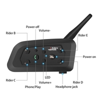 VNETPHONE V6-1200 casque de moto BT interphone casque en temps réel BT interphone CSR puce IP65 étanche niveau noir