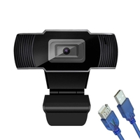 Webcam HD grand angle 1080p 30fps Mise au point automatique Web Cam Réduction du bruit MIC Caméra pour ordinateur portable USB Plug & Play avec câble d
