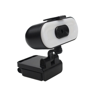 Webcam USB 1080P avec microphone omnidirectionnel en silicone antibruit/lumière de remplissage/couvercle de confidentialité Prise en charge du zoom et de la mise au point automatiques/Rotation flexible