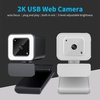 Webcam USB 2K Mise au point automatique grand angle Réglage de la luminosité à 3 niveaux Caméra Web USB Microphone de réduction du bruit intégré Noir