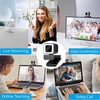 Webcam USB 4K Mise au point automatique grand angle Réglage de la luminosité à 3 niveaux Caméra Web USB Microphone de réduction du bruit intégré Blanc
