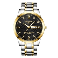 WLISTH Q351 Montre de couple romantique élégante pour lui et la sienne Montre-bracelet à quartz Montre classique pour hommes et femmes avec semaine/Date/Lumineux/30M Bracelet en acier inoxydable étanche