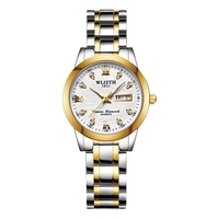 WLISTH Q351 Montre de couple romantique élégante pour lui et la sienne Montre-bracelet à quartz Montre classique pour hommes et femmes avec semaine/Date/Lumineux/30M Bracelet en acier inoxydable étanche