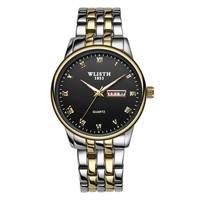 WLISTH Q359 Montre pour couple élégante et élégante pour lui et pour elle Montre-bracelet à quartz Montre classique pour hommes et femmes avec semaine/Date/Lumineux/30M Bracelet en acier inoxydable étanche