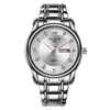 WLISTH S506 Montre-bracelet multifonctionnelle pour hommes avec affichage lumineux/double calendrier Montre élégante et élégante pour affaires décontractée 30M Montre à quartz analogique étanche avec bracelet en acier
