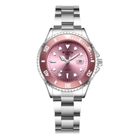WLISTH S526 Montre de couple romantique pour lui et pour elle Montre-bracelet analogique à quartz Montre classique pour les amoureux avec calendrier/lumineux/30M/cadran rotatif unidirectionnel pour affaires décontractées