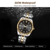 WLISTH S938 Montre de couple classique avec bracelet en acier Montre-bracelet à quartz élégante pour lui et pour elle Montre habillée pour hommes et femmes avec calendrier/lumineux/30M étanche