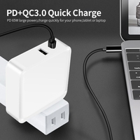WLX-i8 2 ports USB + Type-C chargeur 65W PD + QC3.0 Charge rapide adaptateur Portable tête de chargeur pour tablette / téléphone prise britannique