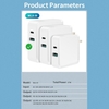 WLX-i9 2 ports USB + Type-C chargeur 87W PD + QC3.0 Charge rapide adaptateur portable tête de chargeur pour tablette / téléphone prise américaine