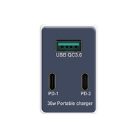 WLX-X3 3 ports USB + chargeur de type C double adaptateur PD + QC3.0 Charge rapide tête de chargeur portable pour tablette / téléphone prise américaine