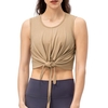 Women Crop Tank Tops Tied Hem Sleeveless Running T-shirt Vests for Workout Sports