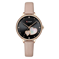 Women Quartz Watch CURREN Female Fashion Analog Wrist Watch 3ATM Waterproof Ladies Watch with Leather Watch Strap
