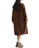 Women Retro Cotton Shirt Robe Turn-Down Collar Long Sleeve Plus Size Casual Long Line Blouse Top Grey / Coffee