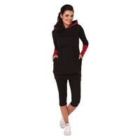 Womens Maternité allaitement allaitement Hoodie manches longues Sweat Top vêtements rouge S