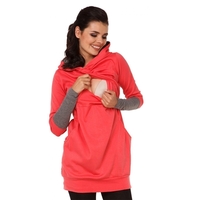 Womens Maternité allaitement allaitement Hoodie manches longues Sweat Top vêtements rouge S
