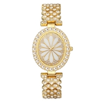 XR4603 Luxueux Bling Plein-Cristal Décoré Femmes Montre-Bracelet Élégante Dame Robe Montre Beau Bracelet À Quartz Analogique avec Bracelet En Alliage