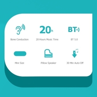 XSLEEP BT5.0 Oreiller Haut-Parleur Conduction Osseuse avec Oreiller Stéréo Ultra Mince Lecteur de Musique sans Fil pour Homme et Femme Maison Voyage Bain de Soleil Camping Solutions pour l