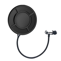 Yanmai Microphone Vent Écran Pop Filtre Forme Ronde Mic Masque Vent Écran Écran Double Couche Métal Maille avec Stand Clip pour la Diffusion Enregistrement Vocaux Studio