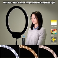 YONGNUO YN608 3200K ~ 5500K Bi-Color Temperature Télécommande sans fil LED Video Ring Lumière Annulaire et Frameless Apparence Conception réglable CRI≥95 Luminosité avec télécommande Poignée Grip pour Portrait Live Video selfie