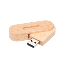 yvonne en bois clé USB rotatif stylo lecteur 64G mémoire bâton porte-clés cadeau