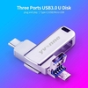 yvonne Y40D USB3.0 haute vitesse rotative 128 Go USB type-c Micro USB trois ports lecteur Flash OTG pour téléphone portable / PC / ordinateur portable argent
