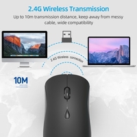 YWYT G864 2.4G Souris sans fil Design ergonomique 3 vitesses DPI réglable Batterie au lithium rechargeable intégrée 500mAh Noir