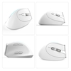 ZELOTES F-36 Souris Bluetooth verticale sans fil 2.4G Lumière polychrome Programmation à 8 touches Souris de jeu à cinq DPI Batterie au lithium 730 mAh intégrée Blanc