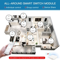 ZigBee WiFi commutateur avec APP télécommande commande vocale fonction de synchronisation famille partager Module de commutateur de relais intelligent Compatible avec Alexa Google Home Via la vie intelligente / Tuya APP pour les appareils ménagers