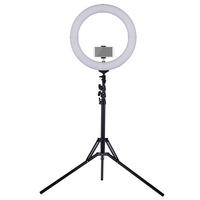ZOMEI 18 pouces 2700-5500K anneau vidéo dimmable bicolore lumière de remplissage LED CRI 90+ avec support de téléphone à tête sphérique mini sac de transport support léger (plié 49 cm) pour la photographie de portrait de mariage Live Show Beauty 