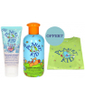 Lot hygiène shampoing et dentifrice + tee shirt vert Planet Kid