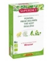 Quatuor Fenouil Reine des prés Thé vert Bouleau bio 20 ampoules de Super Diet