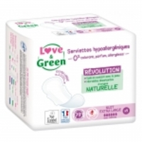 Serviettes ULTRA nuit extra large avec ailettes Love and Green