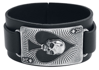 Alchemy Gothic - Ace Of Dead Spades - Bracelet en cuir - Homme - noir argent