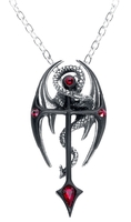Alchemy Gothic - Croix & Dragon - Collier - Unisexe - noir argent