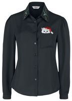 Banned Retro - Chemisier Pocket Cat - Chemisier - Femme - noir