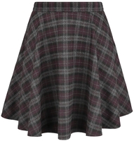 Banned Retro - Jupe Evasée Rock Check - Jupe courte - Femme - gris lilas