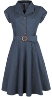 Banned Retro - Robe Moulante Évasée Spot Perfection - Robe mi-longue - Femme - marine