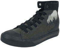 Black Premium by EMP - Baskets Imprimé Forêt & Loup - Baskets hautes - Unisexe - gris foncé