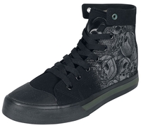 Black Premium by EMP - Baskets Noires Avec Crânes Imprimés - Baskets hautes - Unisexe - noir