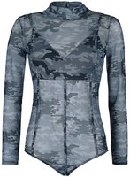Black Premium by EMP - Body Semi-Transparent Noir Motif Camouflage - Body - Femme - noir